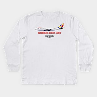 Boeing B747-400 - British Airways "Wings / Denmark" Kids Long Sleeve T-Shirt